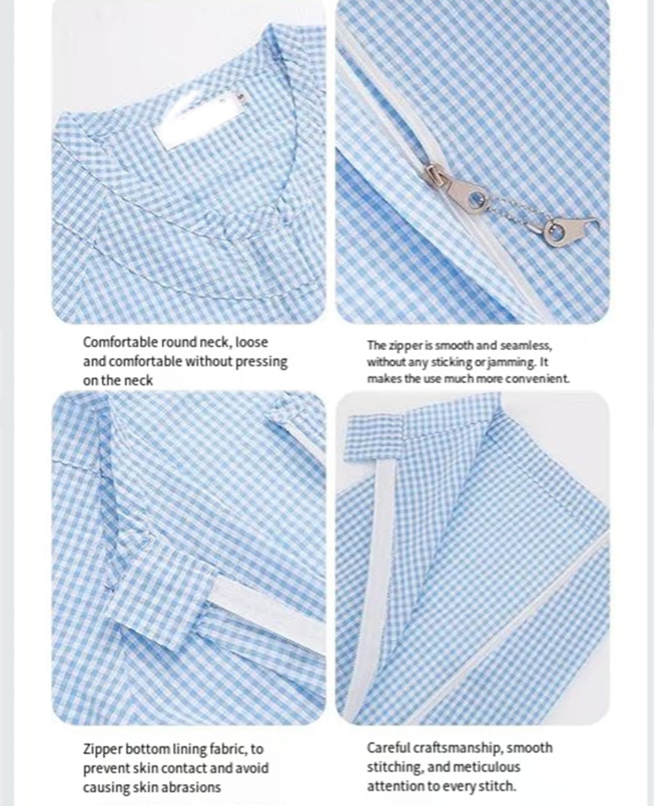 BLUEZY Pijama Sanitario para Ancianos Enterizo De Algodón Incontinencia Antitiras, Adulto Paciente Médico Vestido Tear Away Jumpsuit B,L