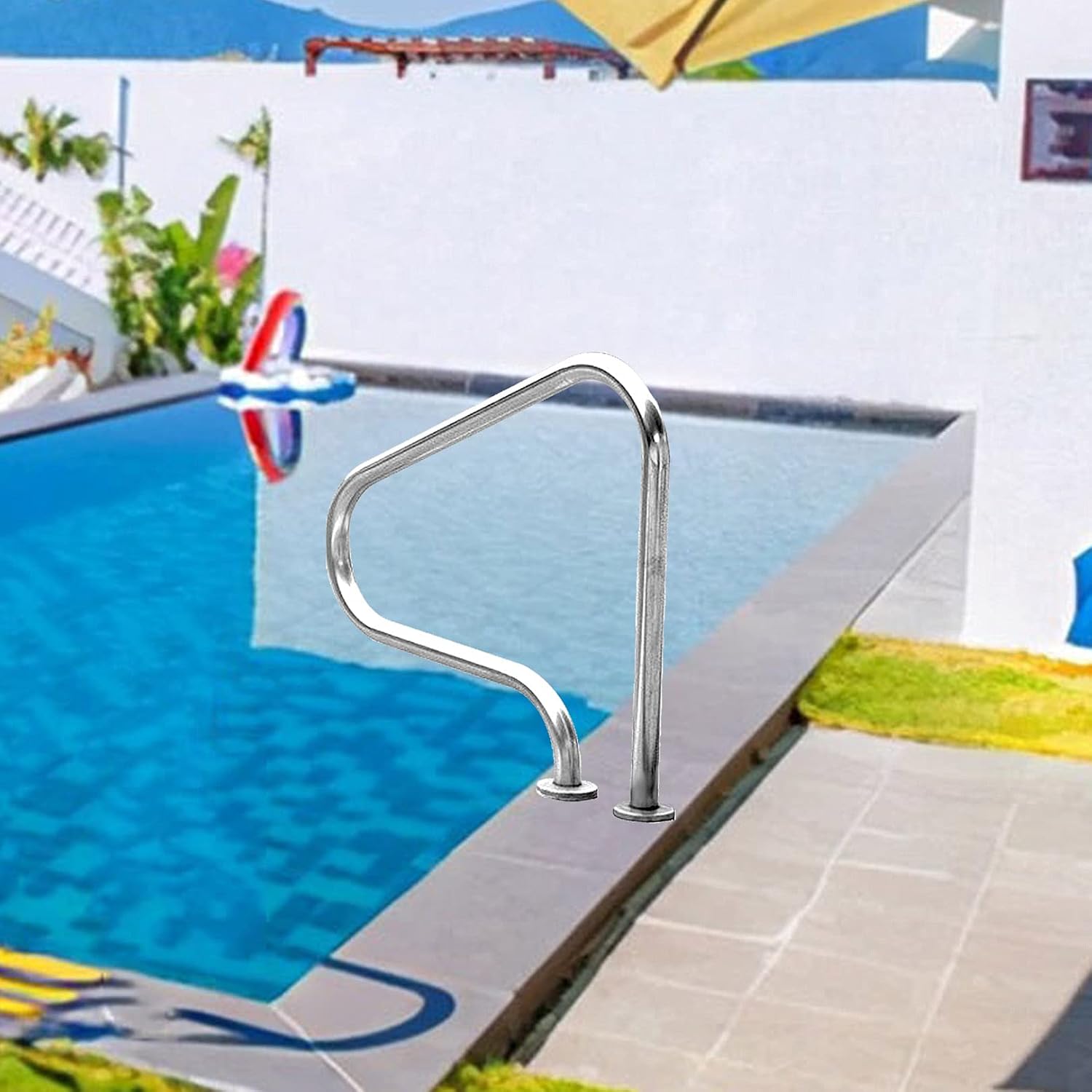Pool Handrails Pool Handrail Swimming Pool Hand Rail Ladder Step Handrail 304 Stainless Steel Perfect Handle Swimming Pool Stair Rail(31.5" x 31.5")