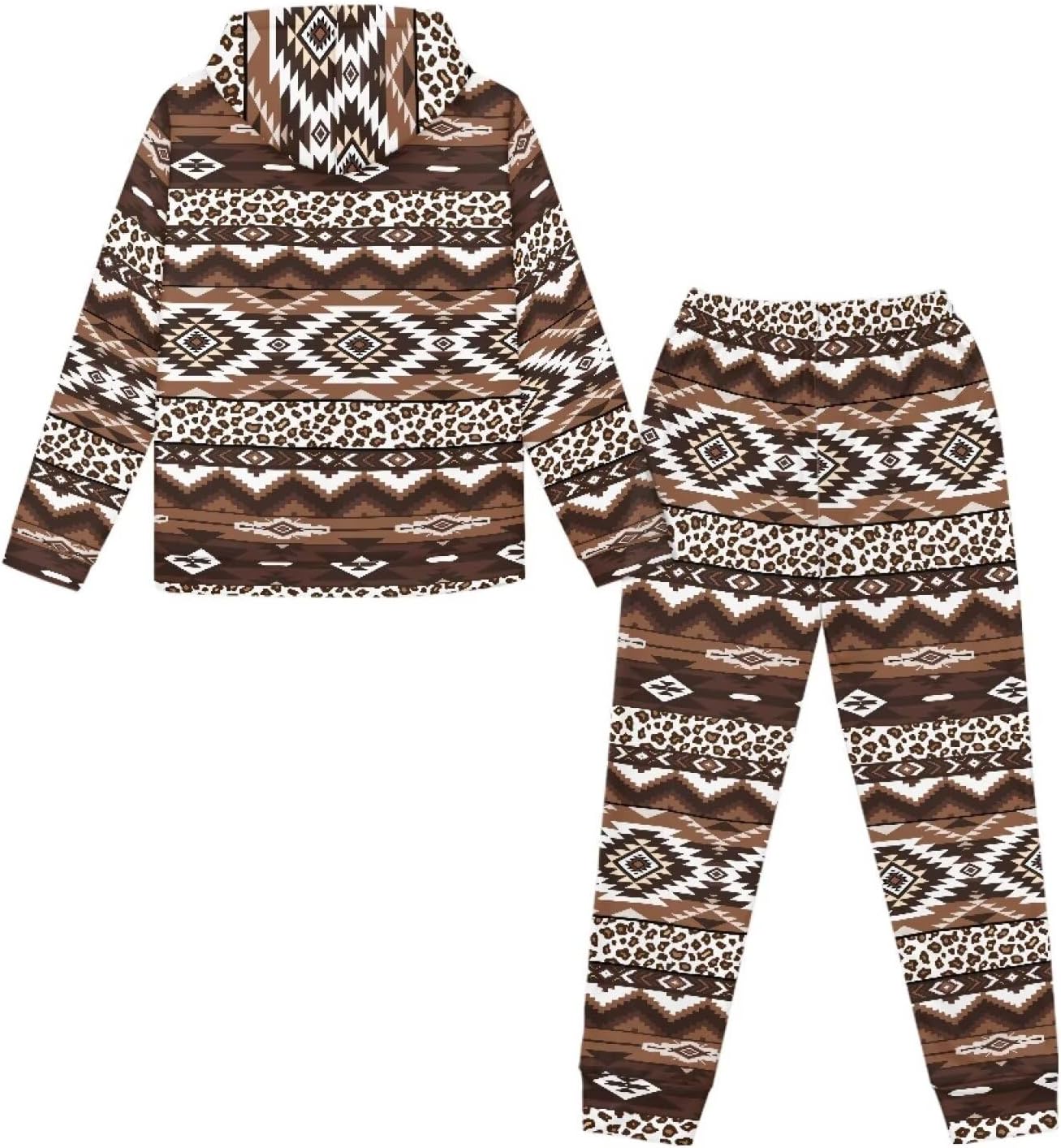 Gomyblomy Kids Hooded Sweatshirt and Sweatpants 2 Piece Jogger Set Boys Girls Tracksuit 5-12 Years Horse-theme Sweatsuit