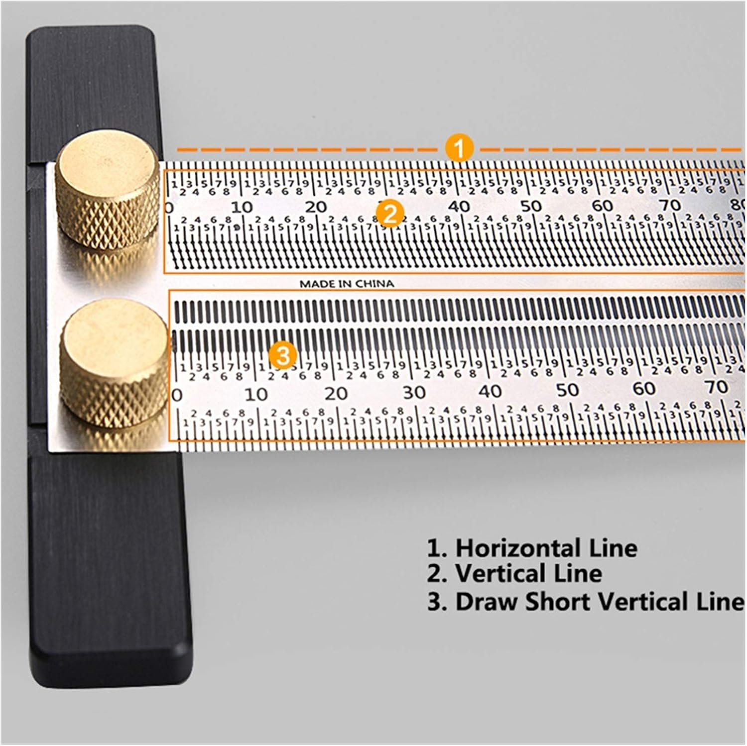 High-Precision Scale Ruler T-Type Hole Ruler Stainless Woodworking Scribing Mark Line Gauge Carpenter Crossed-Out Measuring Tool LiMePng (Color : 400mm No Pen)