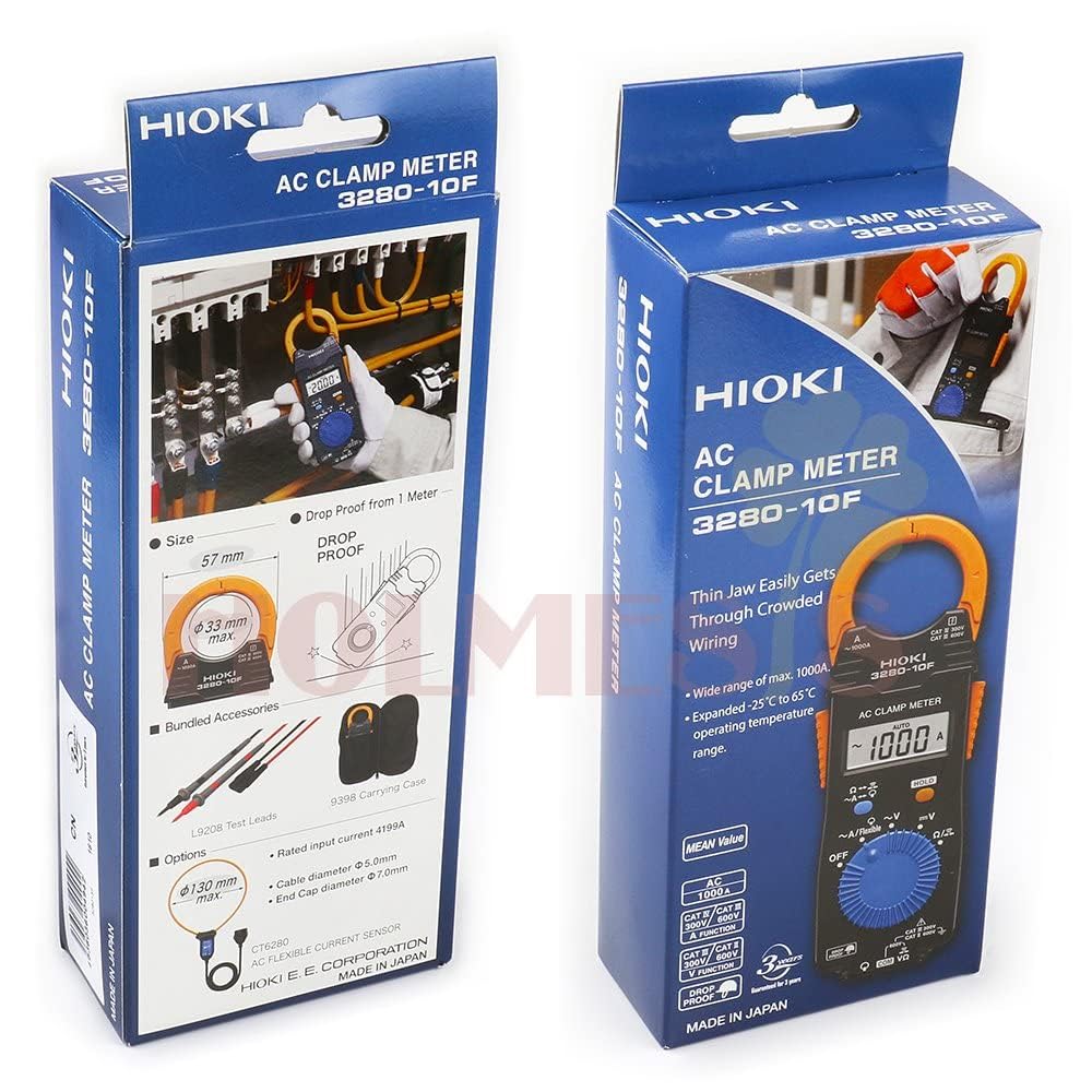 Hioki 3280-10F - AC Current Clamp Meter with Broad Operating Temperature Range, Attachable Flexible Sensor, and Drop-Proof Durability