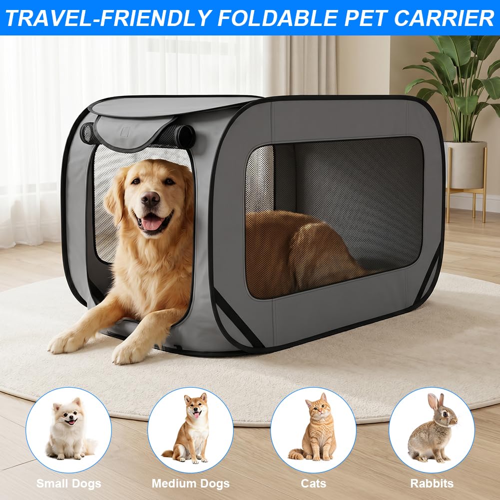 Aomig Cage Pliable pour Chien et Cha, Cage de Transport en Tissu Oxford, Parc Pliable, Cage de Voiture Portative pour Chien Chat, Parc pour Animal pour Intérieur, Extérieur, Voyage en Plein Air