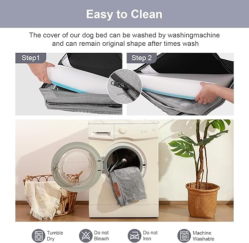 Miniatura 7 de Camas ortopédicas para perros grandes, camas de espuma viscoelástica para perros de tamaño grande, funda extraíble lavable, parte inferior