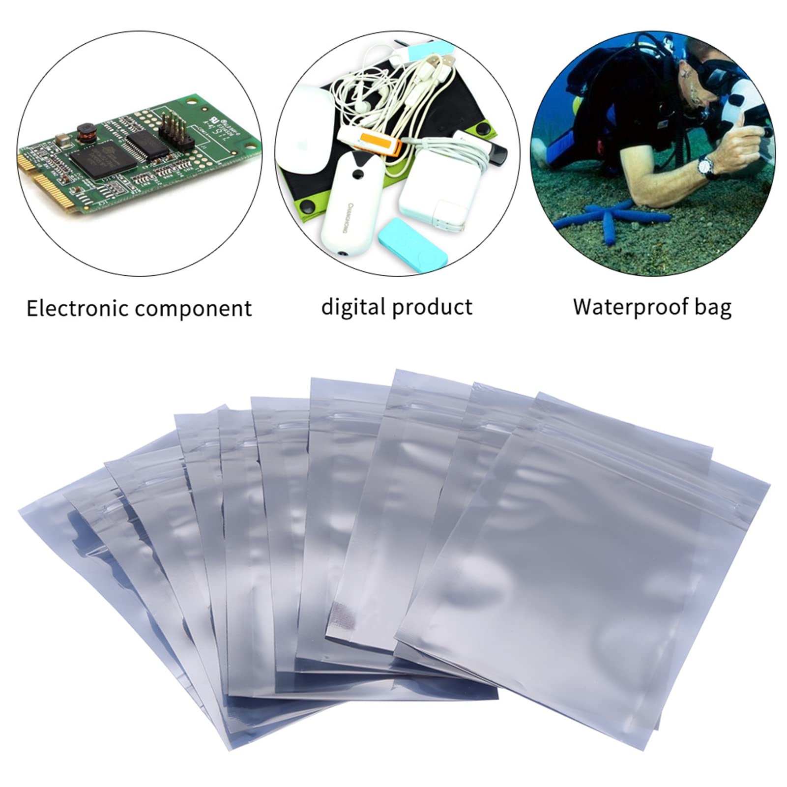 100Pcs Anti Static Bags 6x9cm Antistatic Resealable Pouch Storage Bag for Electronic Accessories