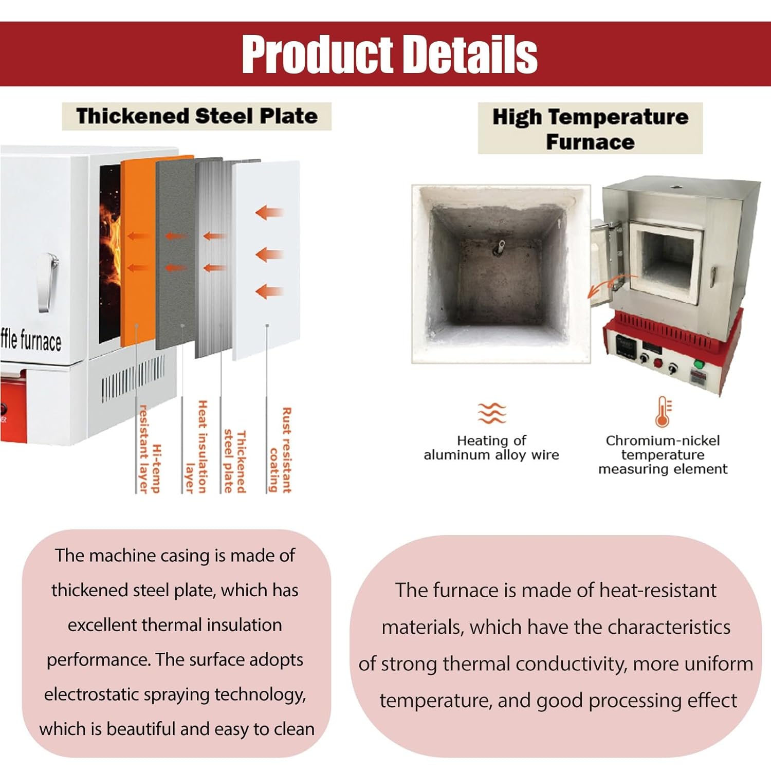 Laboratory Resistance Furnace 1100°C Max Temperature Compact All-in-One Benchtop Muffle Furnace for Lab, Dental, Jewelry Making 110V 3KW