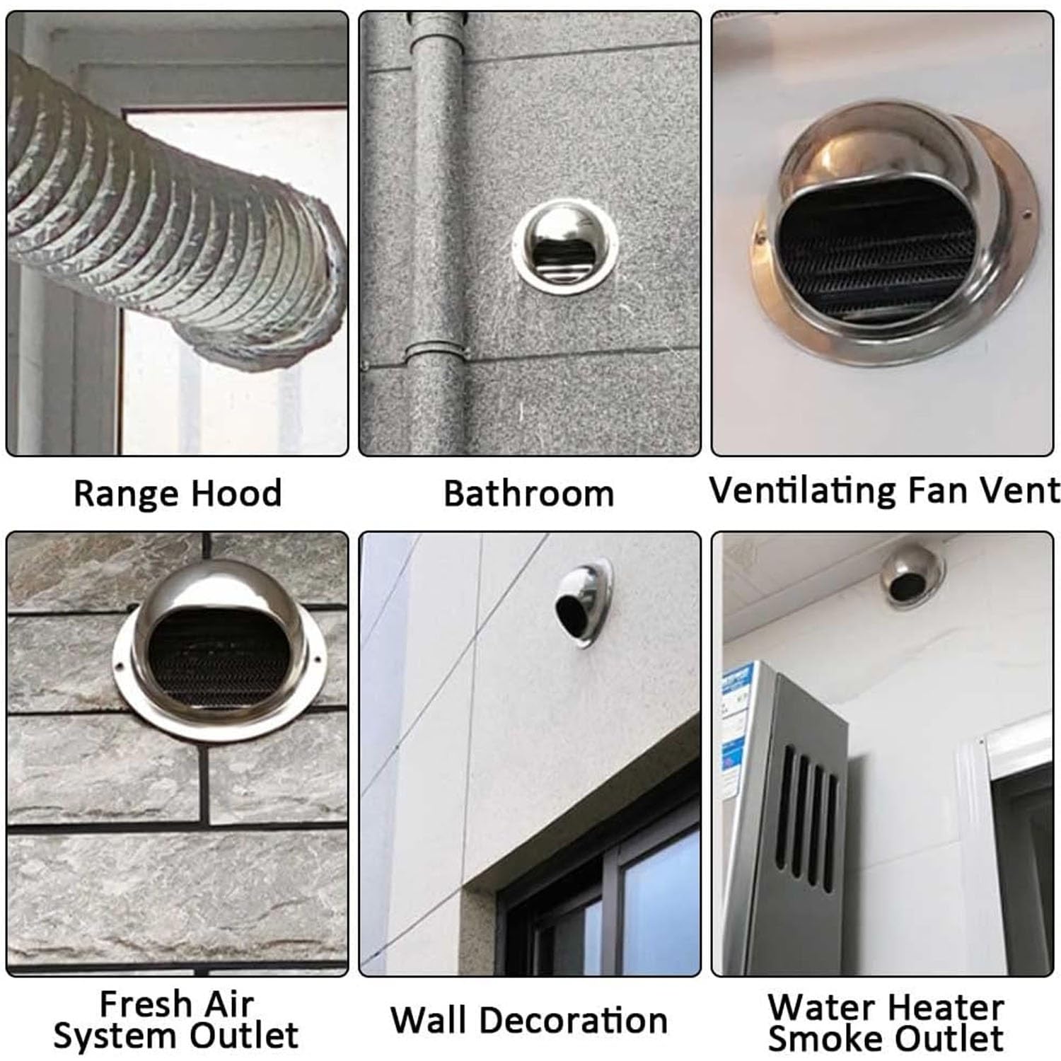 Grille d'Aération en Acier Inoxydable Grille De Ventilation Ronde 80/100/120/180mm pour Hottes d'Aspiration, Ventilations et Conduits d'Échappement(250mm)