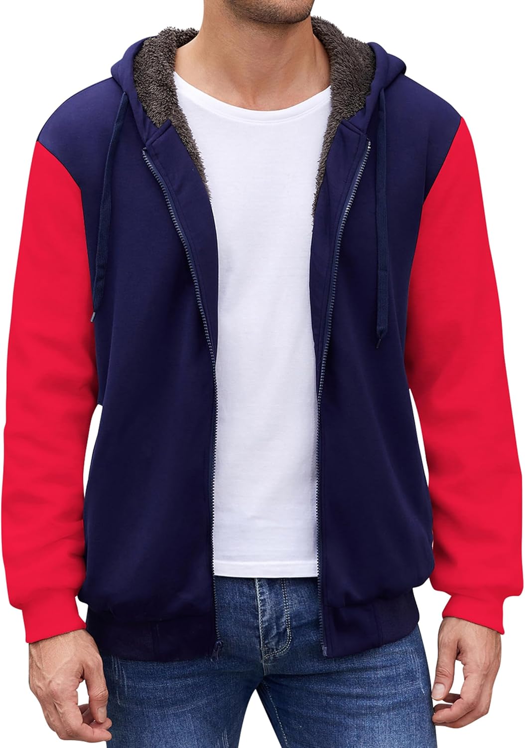 PEGENO Mens Casual Full Zip Hoodie Sweatshirt Long Sleeve Coat Fall Winter Outfits - Image 2