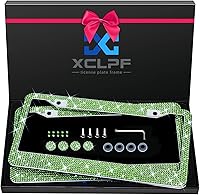 Vista 6 de Marco de matrícula brillante para mujeres, marcos de matrícula de acero inoxidable brillante Más de 1000 piezas de cristales de diamantes