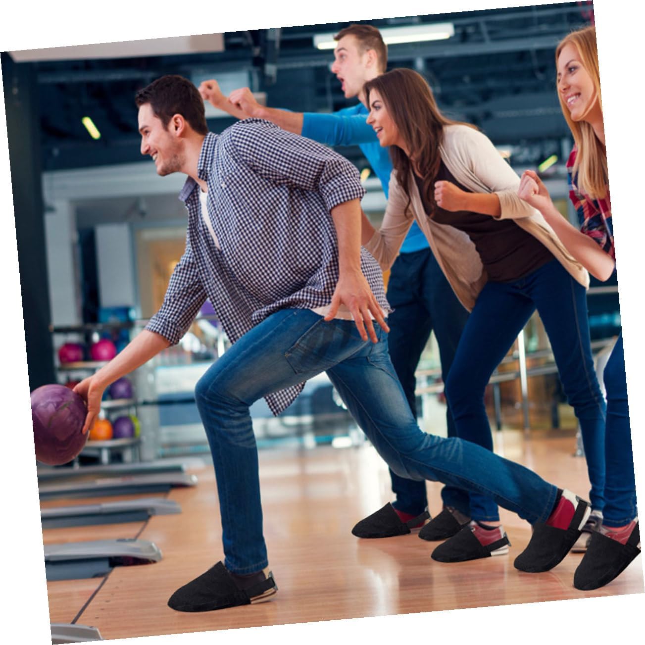 Elastic Bowling Shoe Covers Non-Slip Sliding Pads Lightweight Overshoes with Adjustable Fit for Bowling Practice and Floor Protection