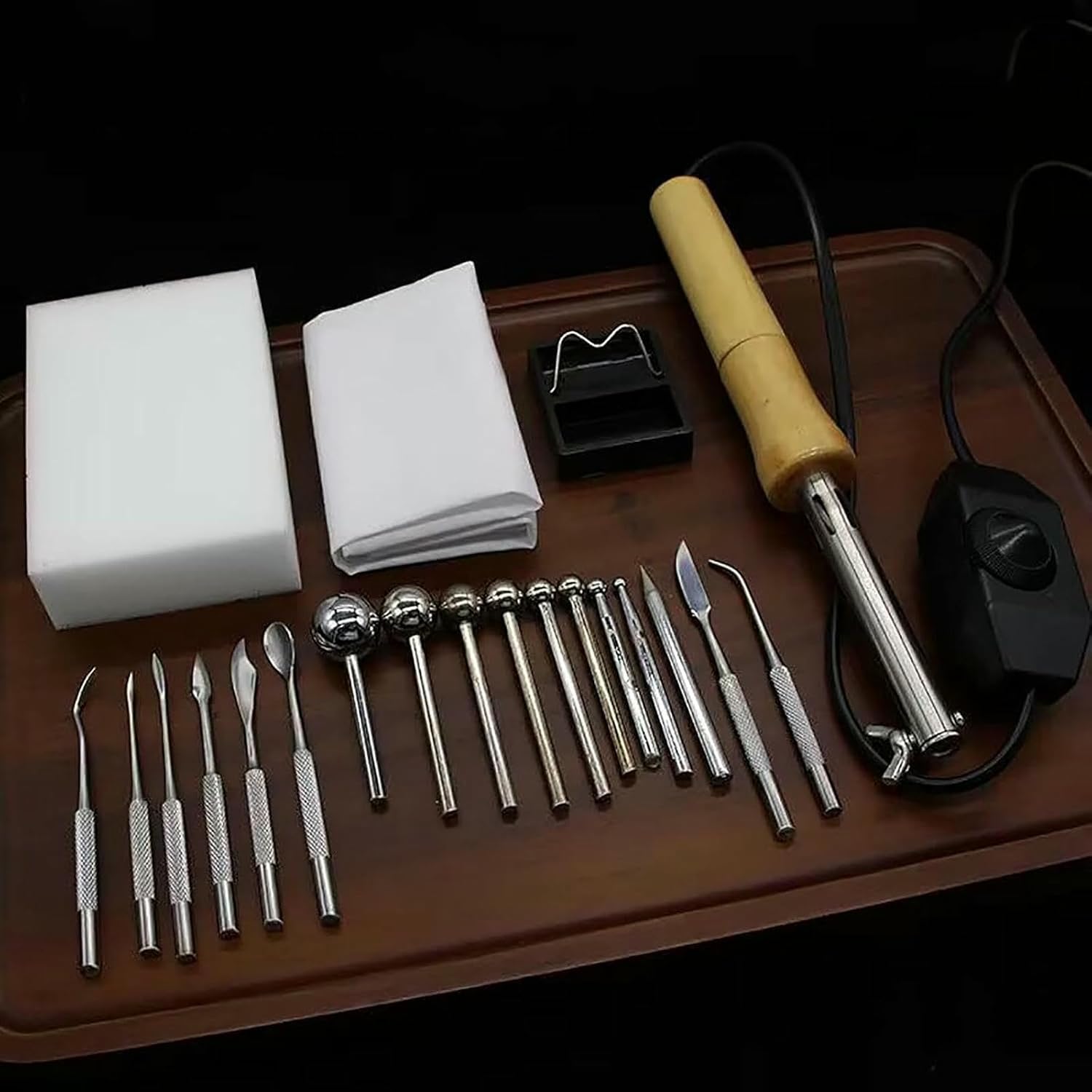 Electric Fabric Flower Maker,17 Heads Fabric Flowers Ironing Tool Set, Adjustable Temperature Artificial Flower Ironing Machine~/