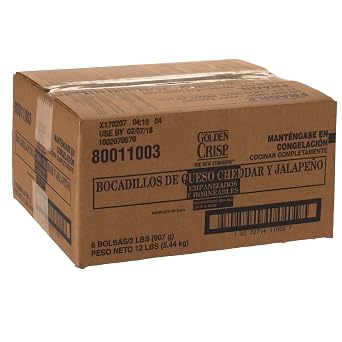 Golden Crisp Ovenable Cheddar Cheese Jalapeno Bites, 2 Pound -- 6 per case.