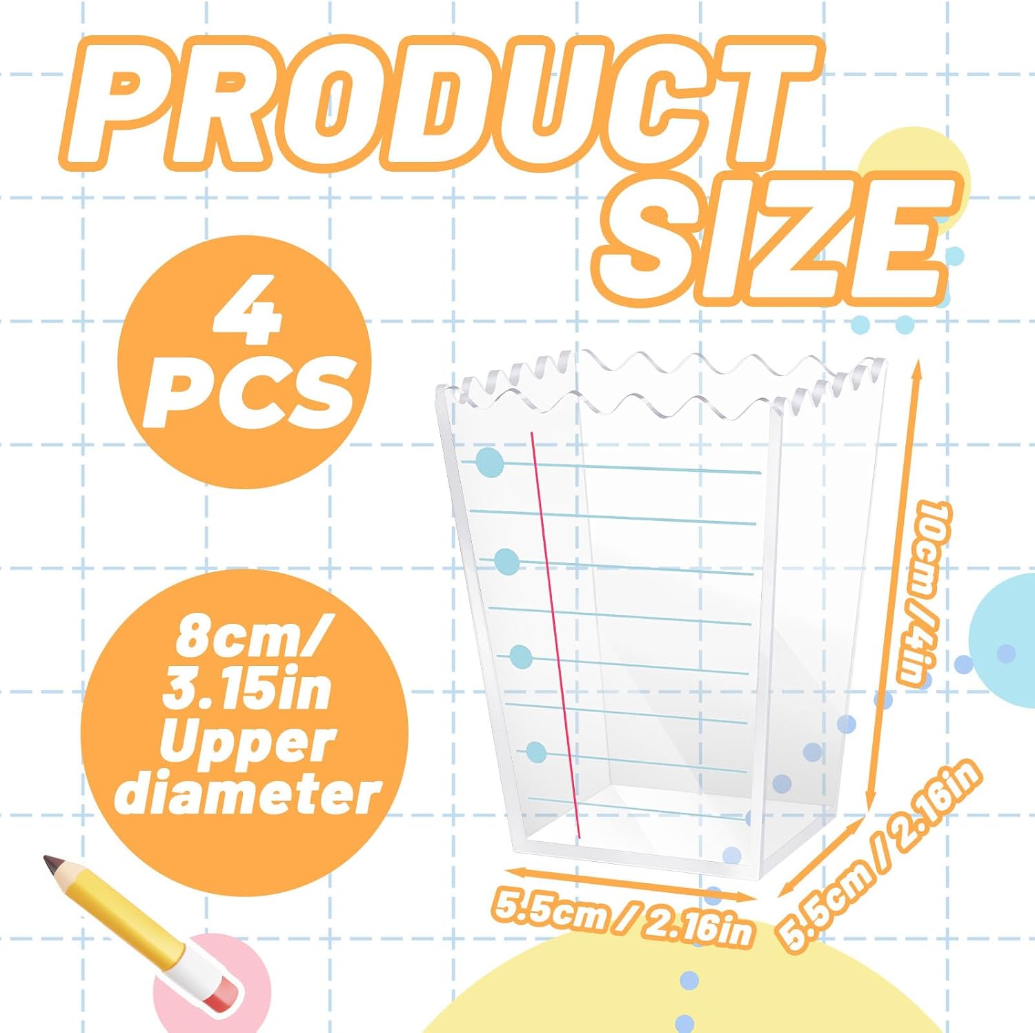 Denylo pro 4 Pcs Back to School Acrylic Container Candy Boxes Lined Acrylic Popcorn Holders Candy Treat Boxes for Back to School Classroom Decorations image 2