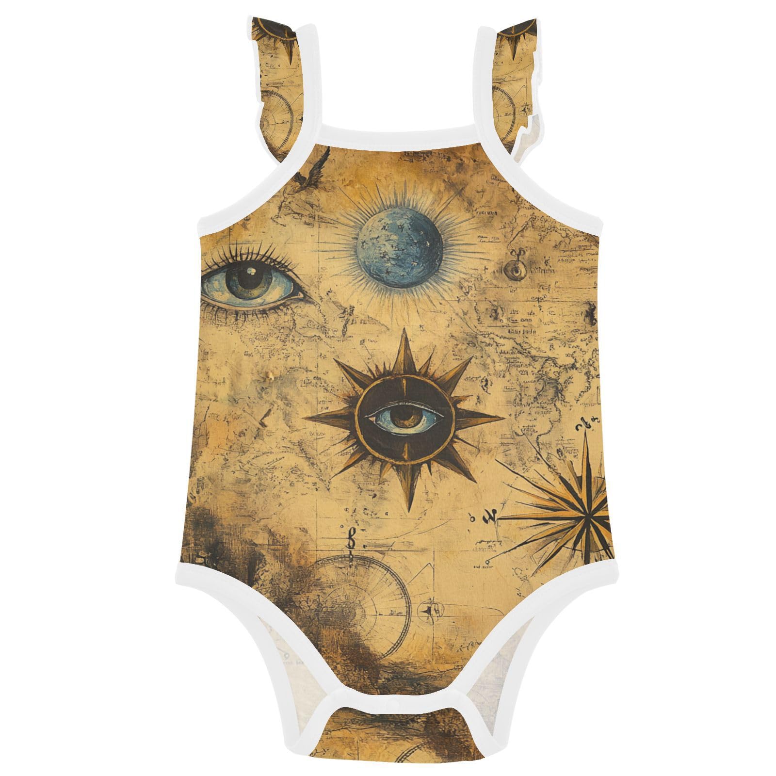 Baby Cotton Infant Bodyshirts Soft Comfort Toddler Sleeveless Clothes 3M Bohemian Retro Mysterious Symbols