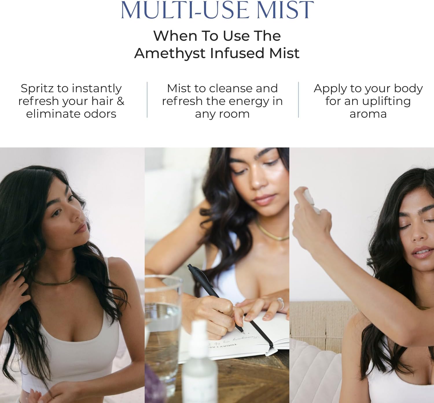 AIIR Amethyst Hair + Energy Refresher - 2 Fl Oz Crystal Infused Room and Hair Mist with Rose Water for Positive Energy Cleansing - Image 4