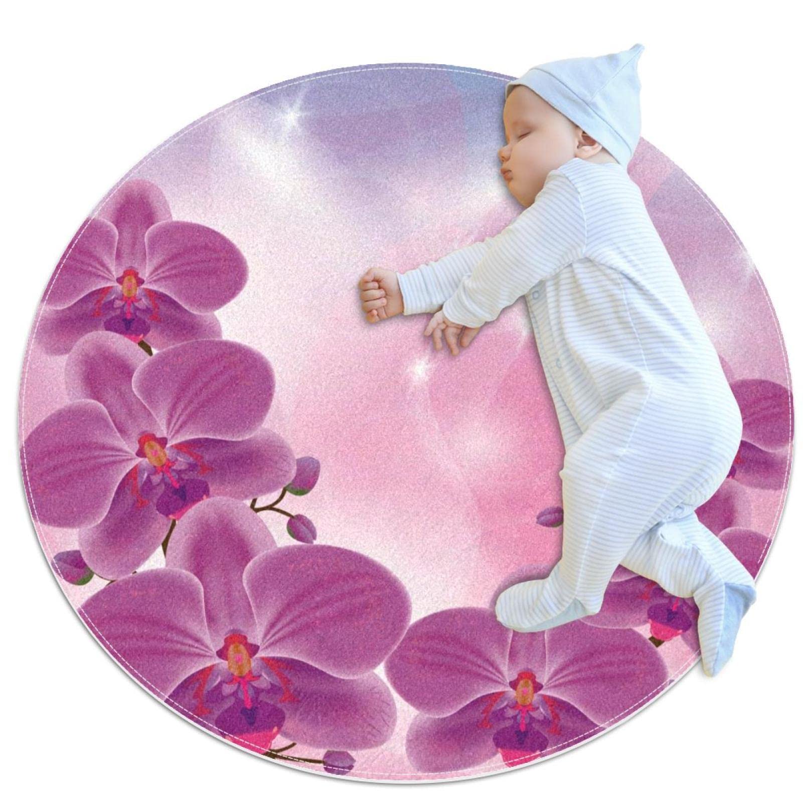 Tapis de jeu pour enfants JDEZ rond 80cm pour protéger le sol de chambre