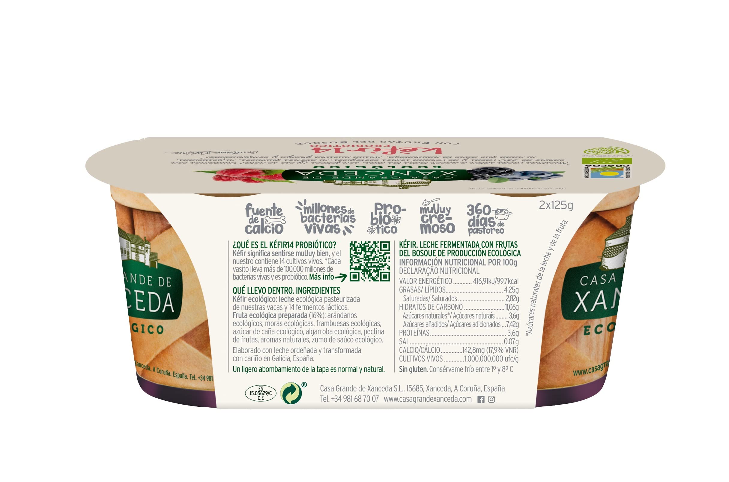Kéfir Ecológico con Frutas del Bosque de Casa Grande de Xanceda - 2x125g