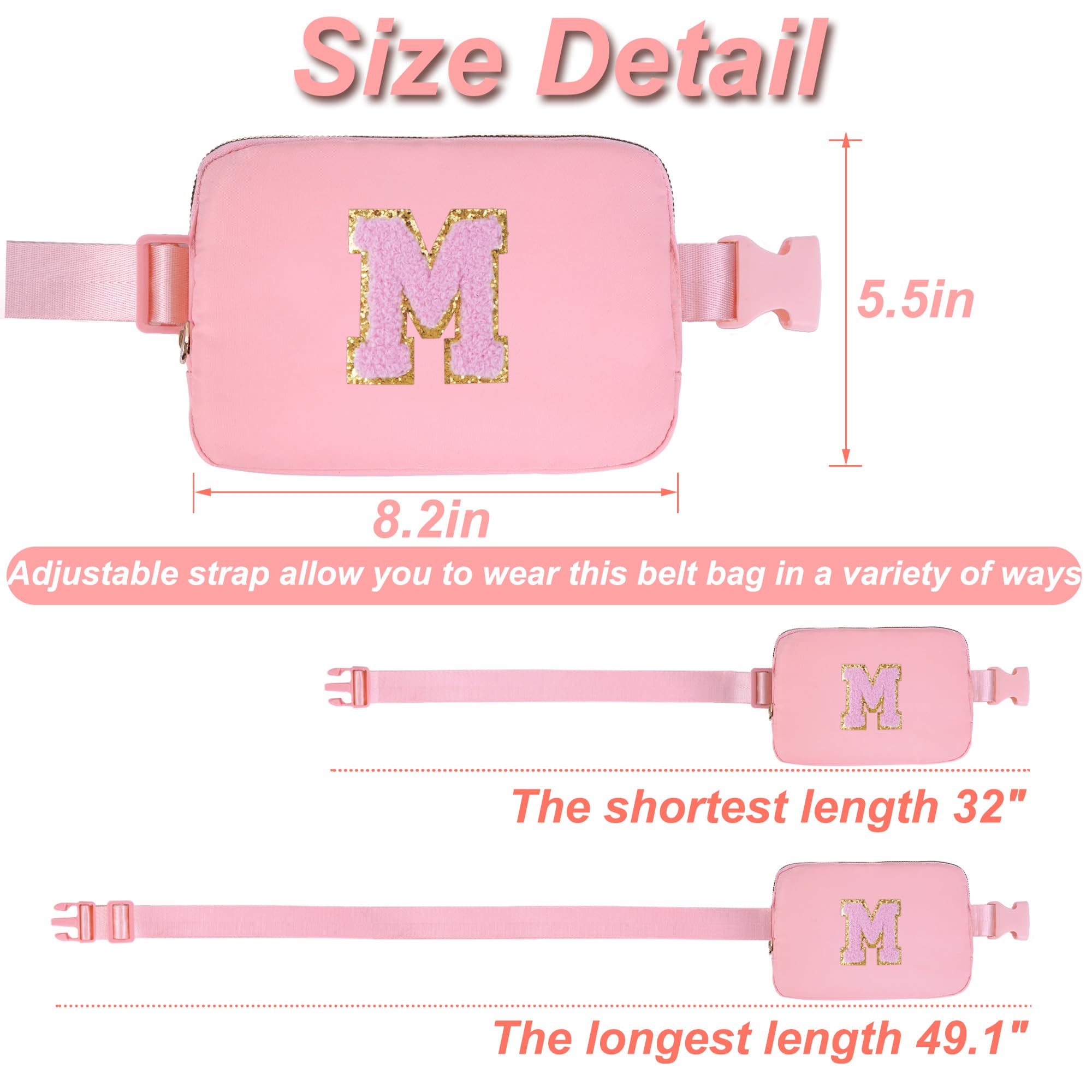 Uygafly Dance Recital Gifts - Dance Bag for Teens & Kids - Belt Bag Crossbody Bags - Small Waist Packs - Fanny Pack Birthday Gifts | Peach