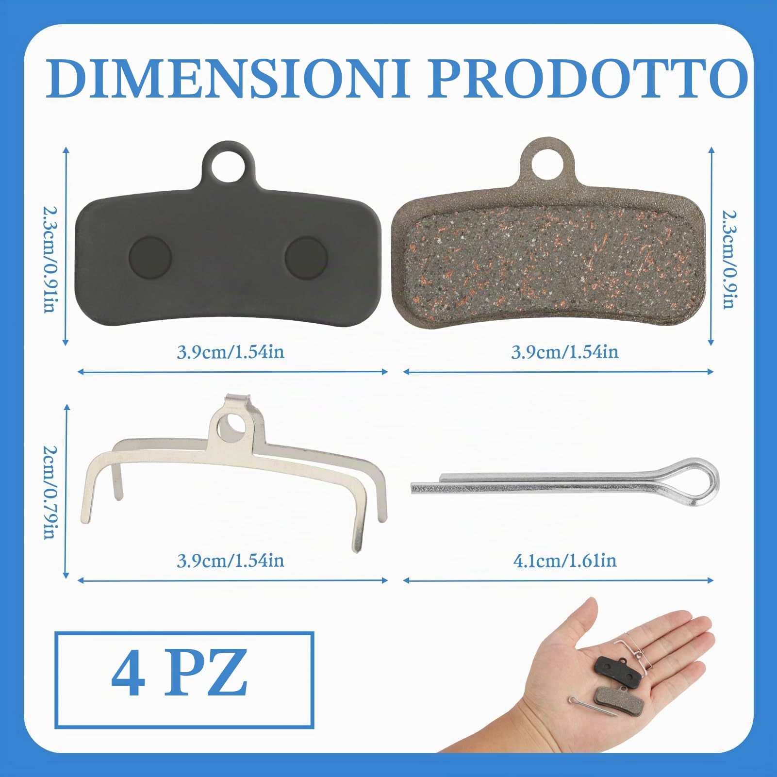 4 Paia di Pastiglie Freni Performance Pastiglie Freni a Disco per Bicicletta Compatibili con Shimano D02S D03S Saint BR-MT420 SLX M8120 M7120 M6120 M8020 M820 M810 M640 MT520 MT420 TAIWAN QUADIEM