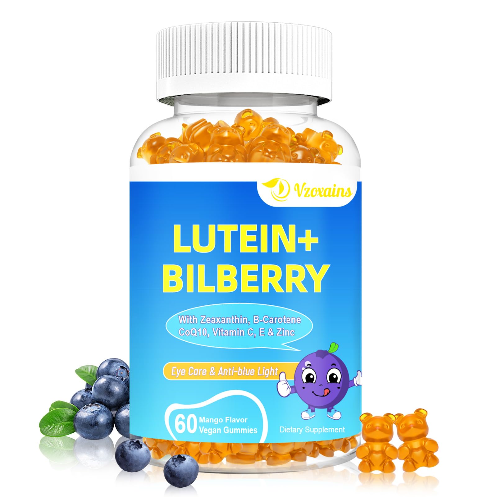 Buy 20mg Lutein & Zeaxanthin Gummies with Bilberry, Astaxanthin, Omega