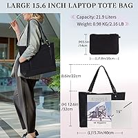 Vista 3 de VONXURY - Bolsa de mano para laptop para mujer, bolsa de hombro para computadora de 15.6 pulgadas, bolsa de trabajo para profesores, bolsa de viaje