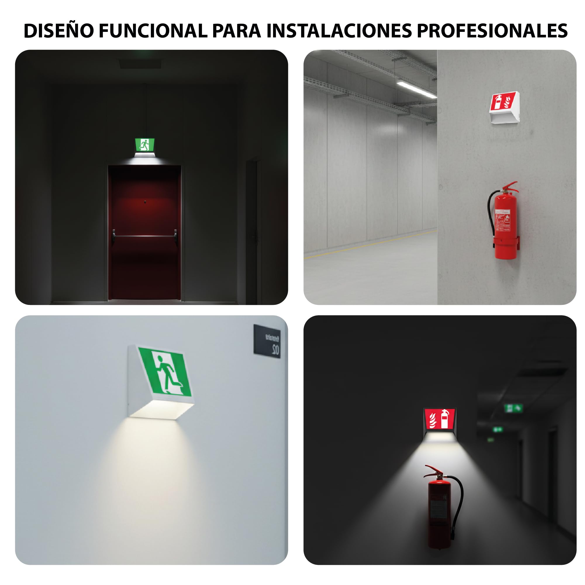 Iluminación de Emergencia LED con Pictograma - Señalización Luminosa - Alumbrado en Interior, Visibilidad 16 m, IP40, Instalación en Pared (Blanco, Salida de Emergencia Derecha)
