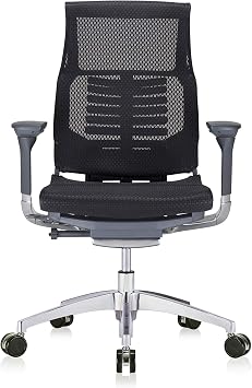 POwerFIT Exec Chair Black MESH SEAT & Back-Charcoal Frame