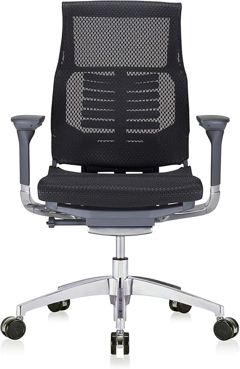 POwerFIT Exec Chair Black MESH SEAT & Back-Charcoal Frame