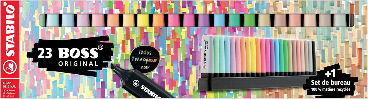 Stabilo Boss Original 7023-01-5 - Lot de 23 surligneurs, couleurs fluo Stabilo Boss Original 7023-01-5 - Lot de 23 surligneurs, couleurs fluo