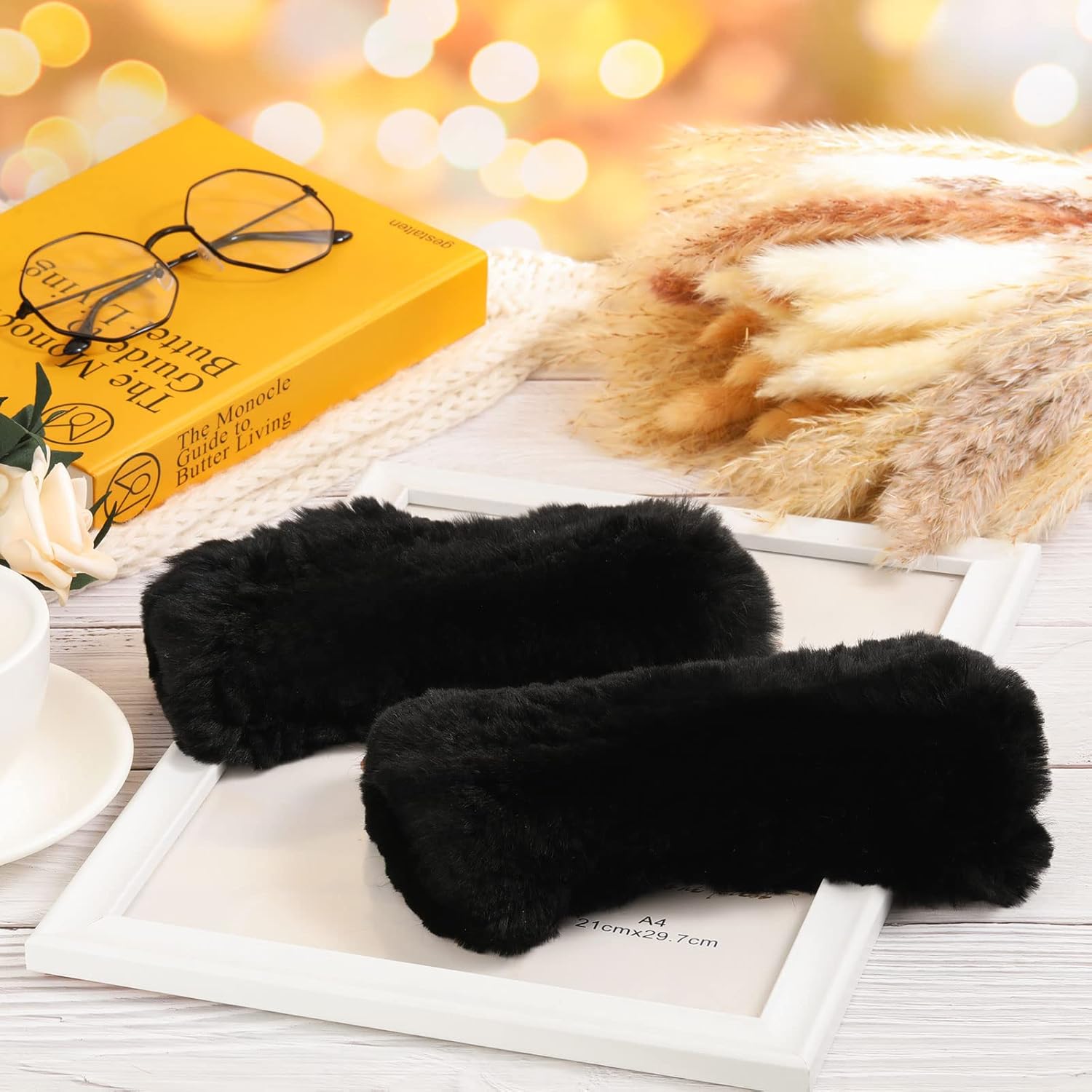 Geyoga Women Fingerless Fur Gloves Warm Rabbit Fur Mittens Winter Knit Fingerless Hand Warmer Warm Knitted Gloves - Image 7