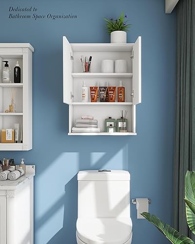 Miniatura 8 de VIMYFAMY - Armario de baño con bisagra amortiguadora de montaje en pared, gabinete de almacenamiento sobre inodoro de 23 x 29 pulgadas y estantes