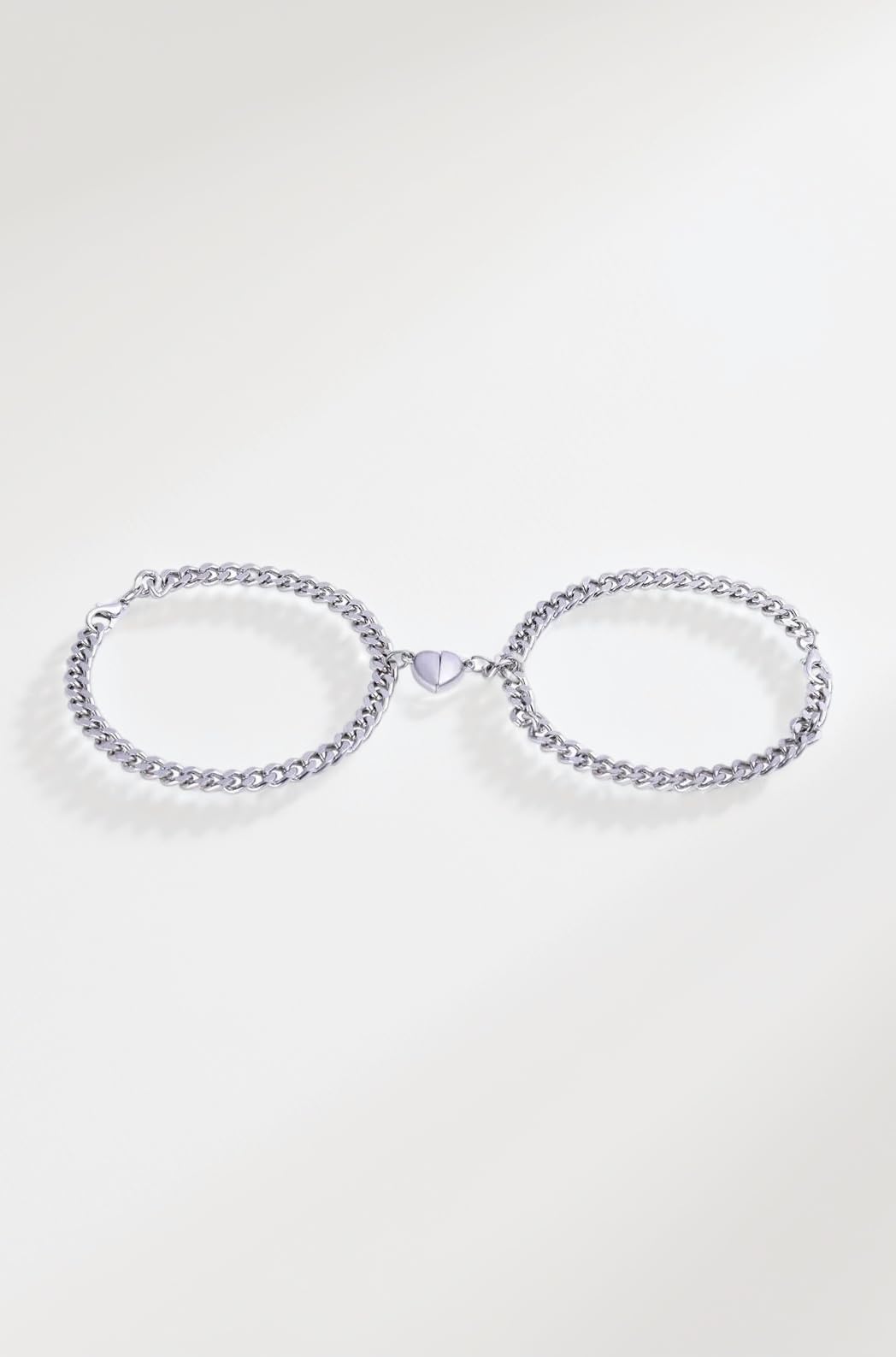 Silver Couple Bracelet Magnetic Silver Plated Heart Bracelets Love Couples Bracelets Friendship Promise 2 In 1 Wrist Band Link Chain Bracelet For Men