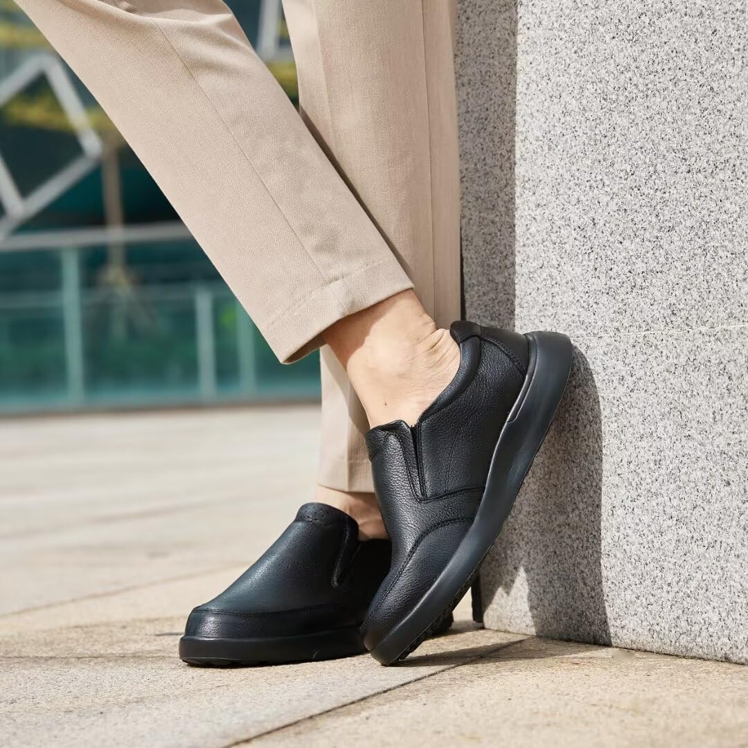 OrthoComfoot Men's Orthopedic Leather Dress Walking Shoes: Comfortable Plantar Fasciitis Oxfords with Arch Support, Business Diabetic Slip-On Loafers for Foot and Heel Pain Relief - Image 7