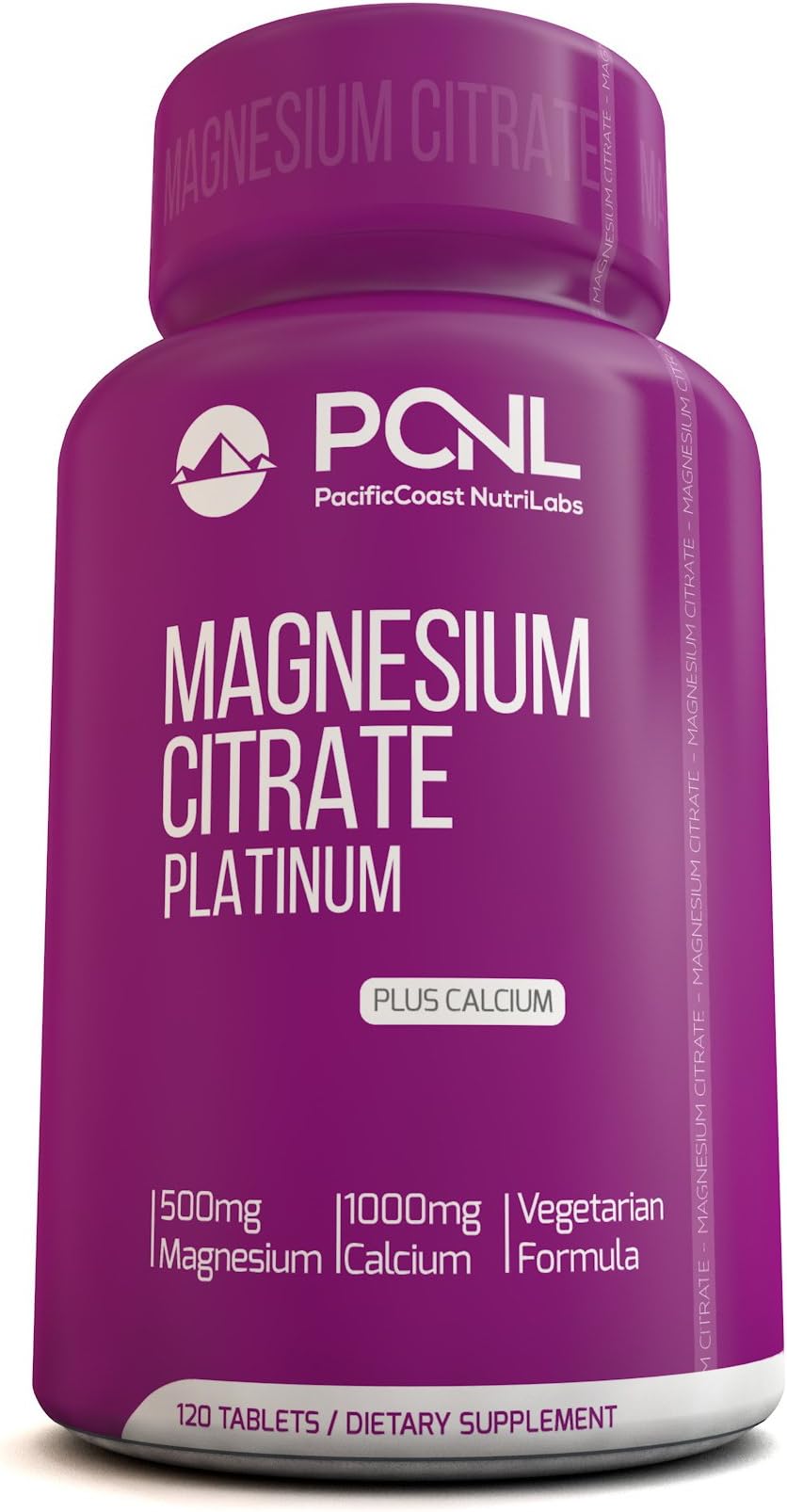 PacificCoast NutriLabs 500mg Magnesium Citrate, 1000mg Calcium, Free eBook, 120 Vegetarian Capsules