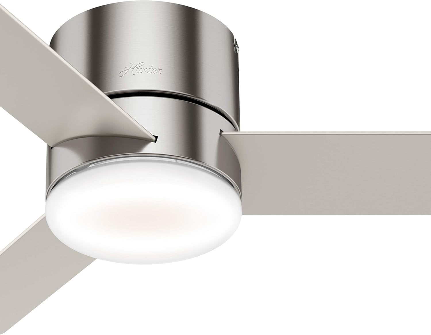 Hunter Fan 44 inch Low Profile Brushed Nickel Indoor Ceiling Fan with Light Kit and Remote Control for Bedroom, Living Room, Kitchen, Office (Renewed)