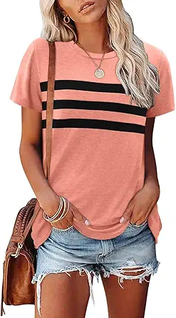 KISSMODA Summer Short Sleeve T Shirt Loose Fit Casual Dressy Women Top 2025 Trendy Ladies Fashion Blouses(S-3XL)