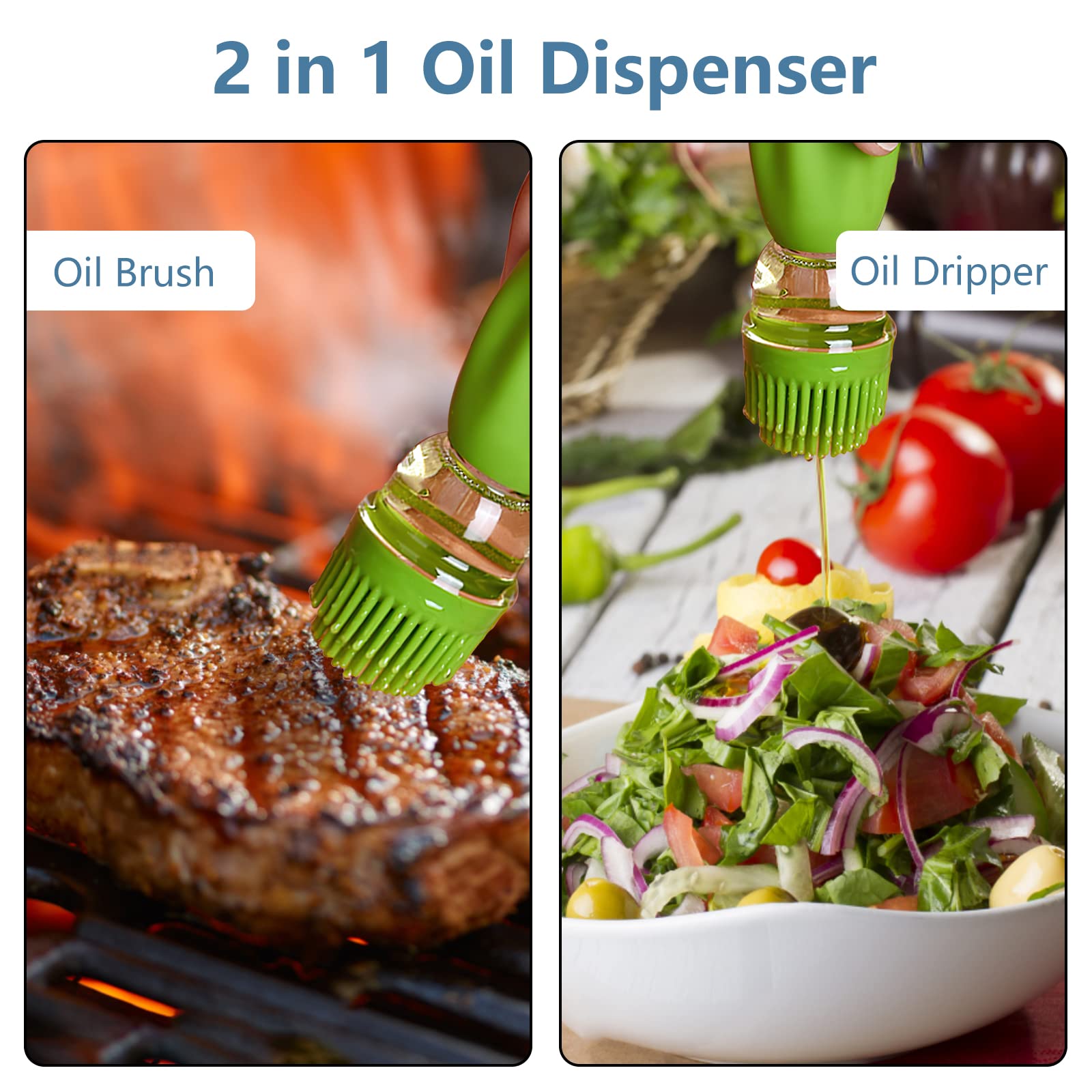 2 Bouteilles à Huile Avec Pinceau En Silicone - Distributrice Transparente Pour Barbecue Et Cuisine