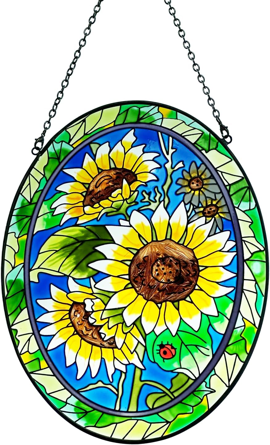 Vismin Sunflower Stained Glass Window Hanging Ornament
