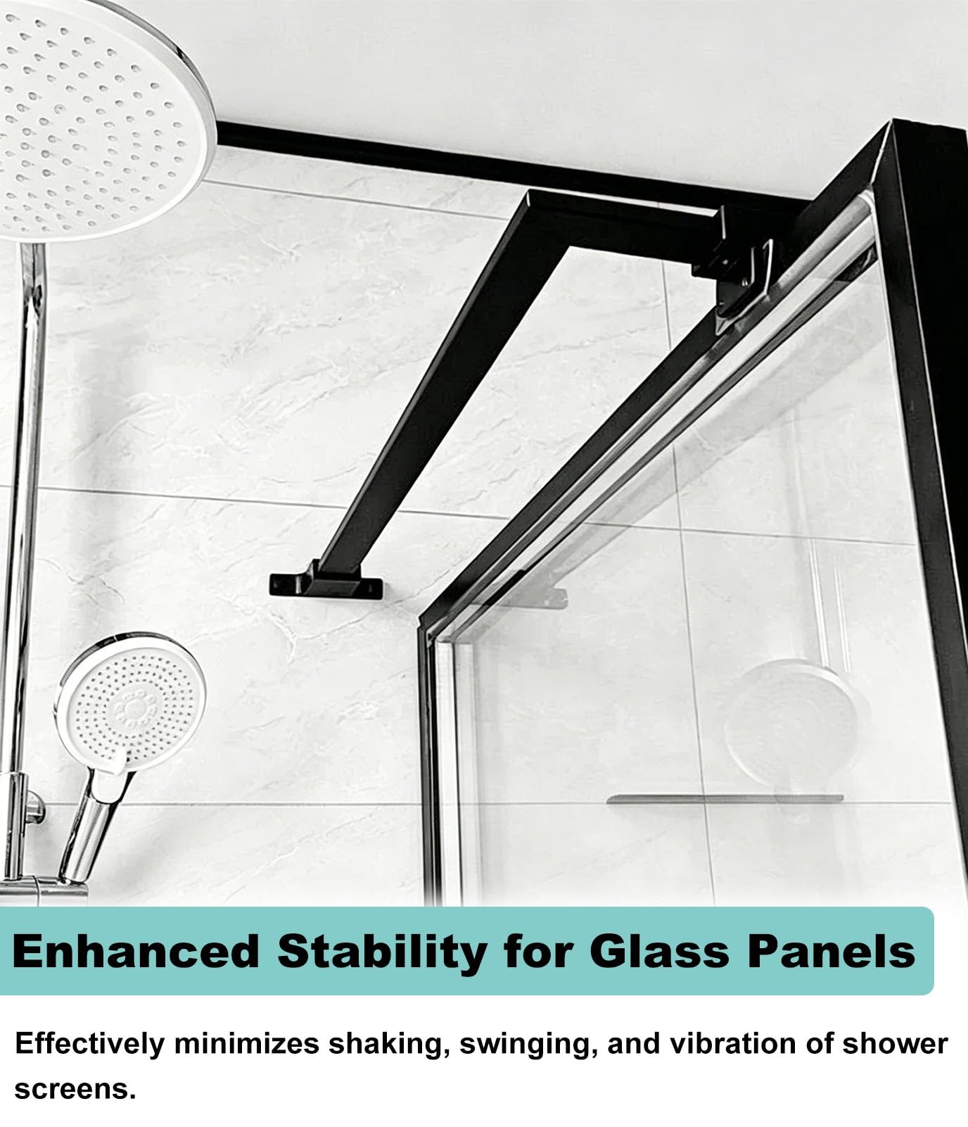 Barra Stabilizzatrice per Box Doccia Barra di Supporto Regolabile per Schermo Doccia, Asta Stabilizzatrice Robusta in Acciaio Inox 304 per Porta Doccia e Pannello Fisso, Nero Opaco(50 cm (19.7"))