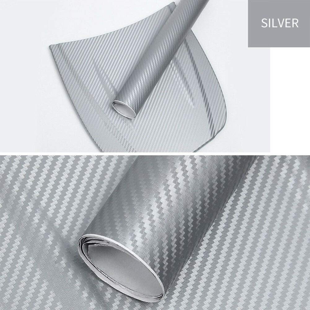 LZLRUN 3D Silver Carbon Fiber Vinyl Wrap