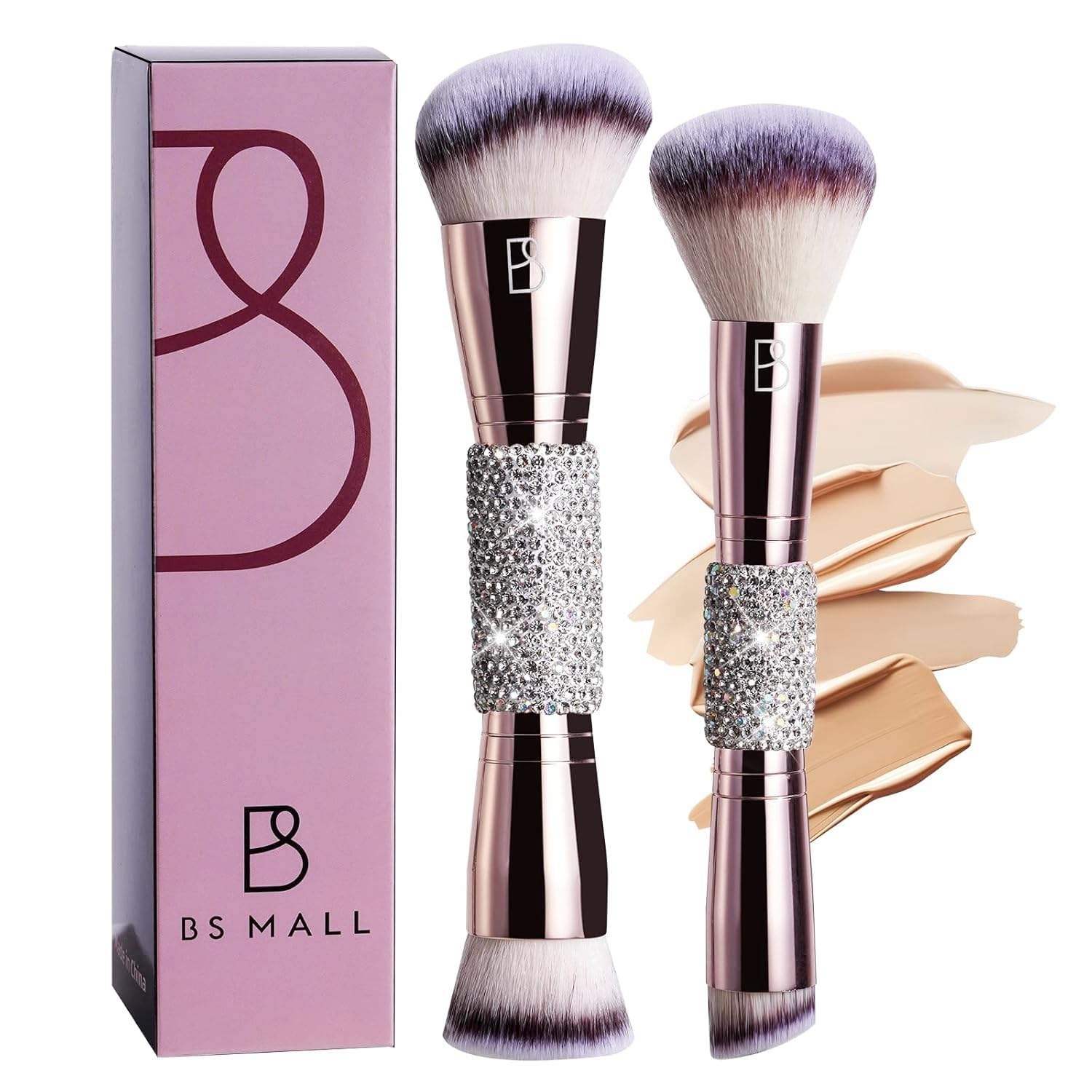 Diamond Makeup Brush Set Foundation Powder Brush Silver 2 Pcs Set