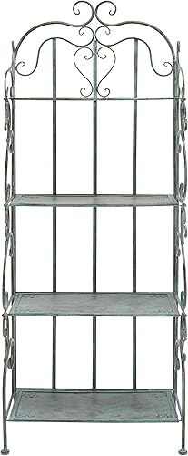 Miniatura 10 de SAFAVIEH Outdoor Collection Tyrique - Estantería victoriana de hierro forjado de 4 niveles, color verde oscuro antiguo