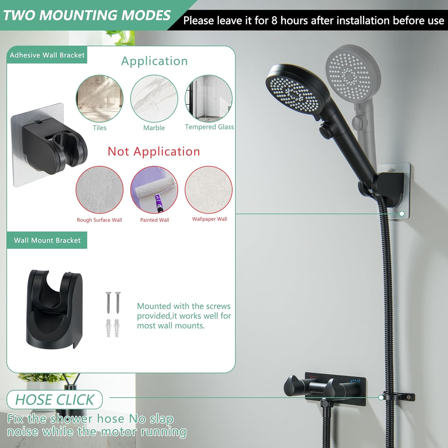 RV Shower Faucet, Matte Black Metal Camper Shower Faucet with Hose and Shower 4" RV Outside for Travel Trailer, Camper, Motorhome