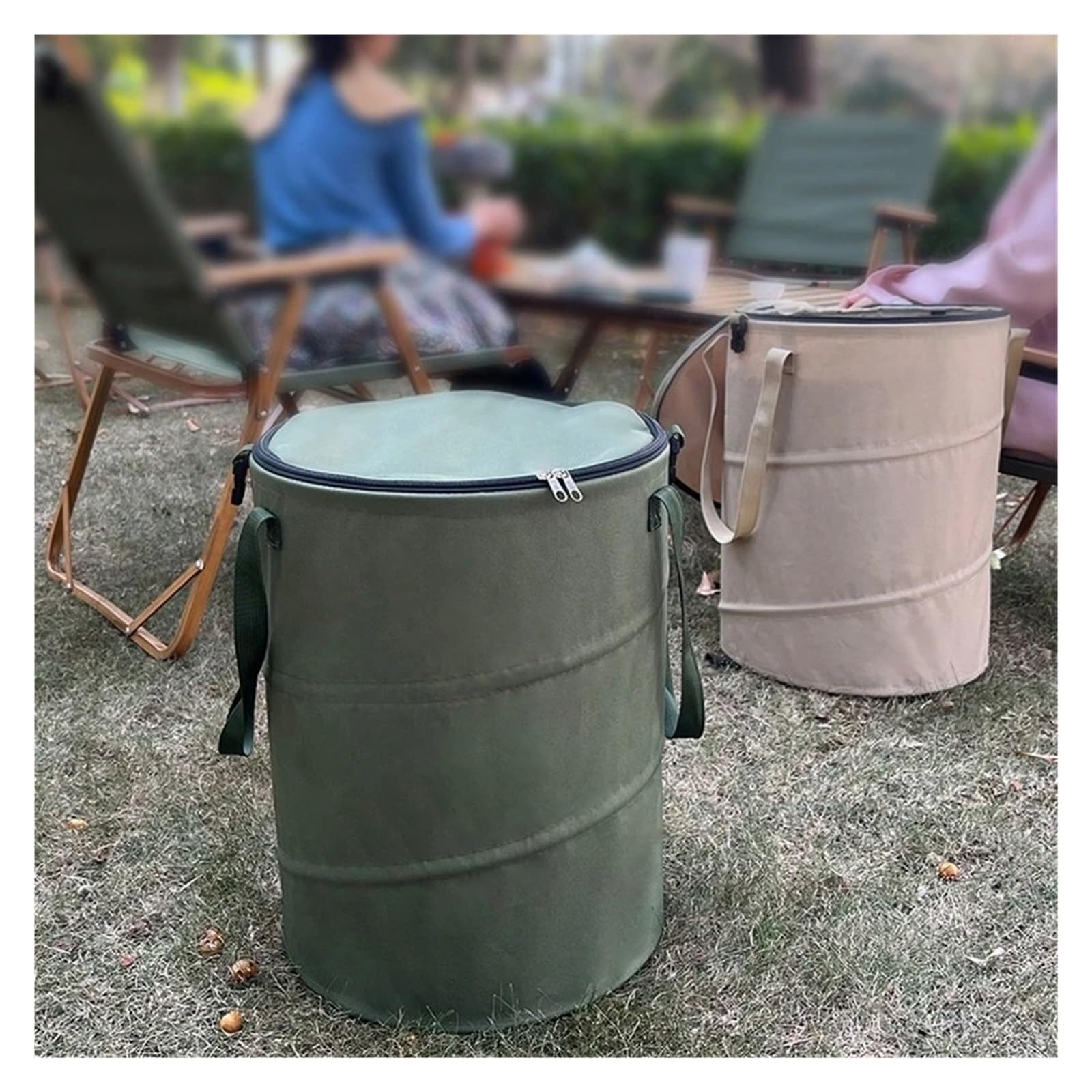Basurero para Coche Cubo Basura para Acampar Aire Libre Caja Almacenamiento Multifuncional Plegable Bolsa Cesta Ropa Sucia Gran Capacidad Basureros Portátil Coches(Green 3PCS)