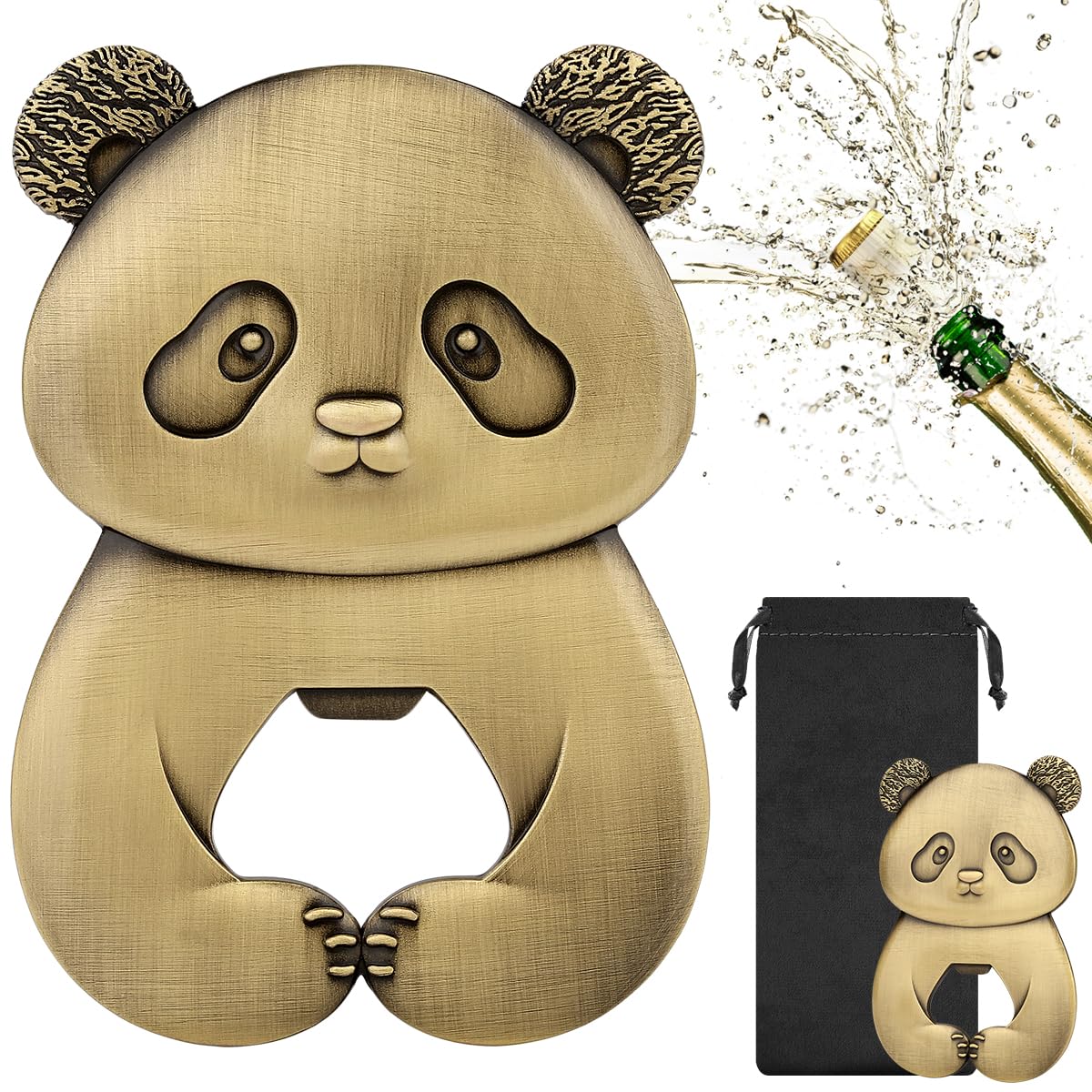 Cute Panda Bottle Opener, Beer Bottle Opener with Gift Bag, Panda, Beer Opener, Unique Beer Gift for Men, Novelty Father's Day Gift, Birthday Gift for Men, Women, Bronze