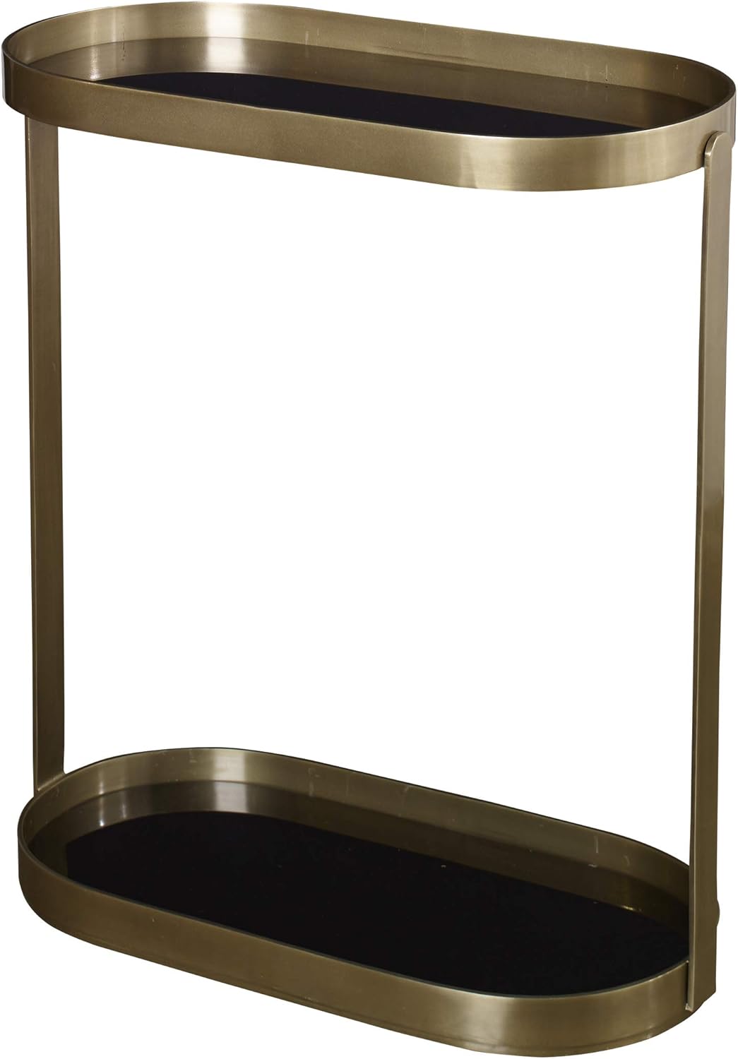 Modern Minimalist Gold Bronze Metal Accent Table Open Oval