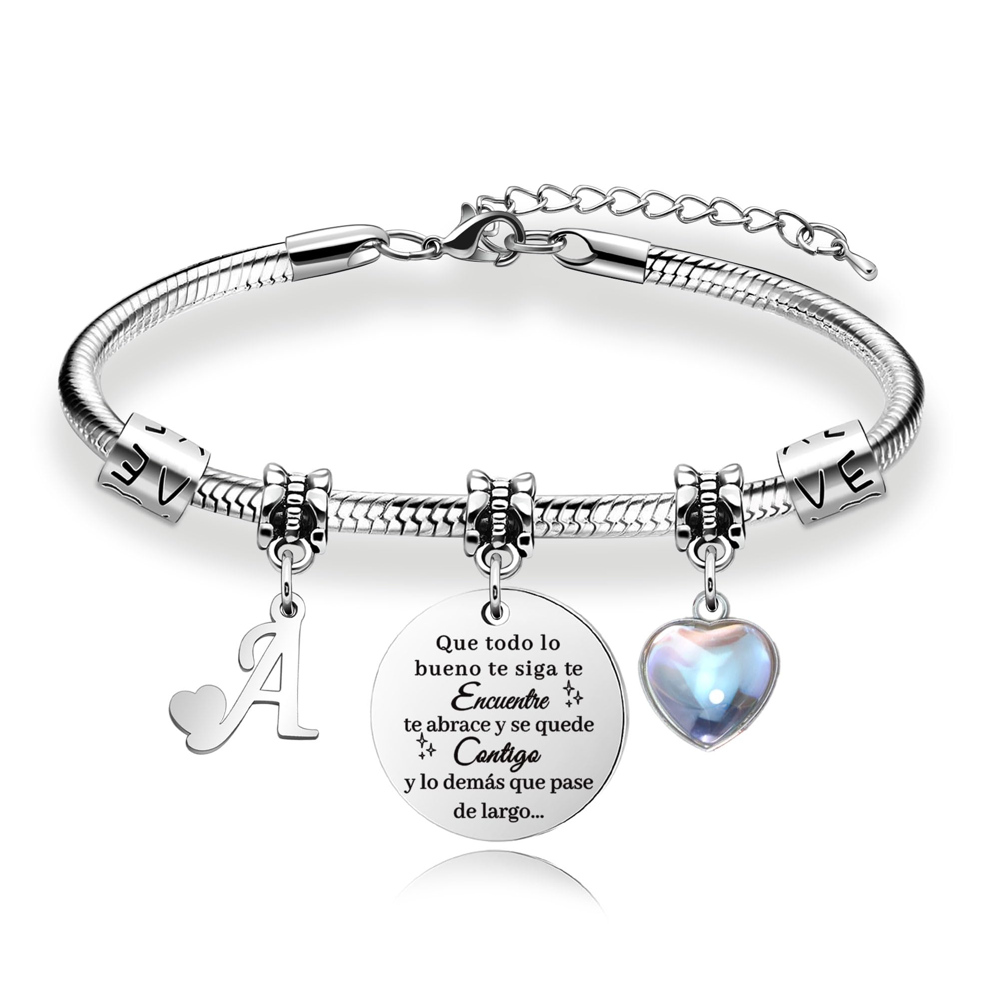 Regalos para Mujeres Pulsera de Plata con Letras Iniciales - Regalo Personalizado para Hija, Sobrina, Hermana, Amiga, Adolescente, Madre y Tía - 5