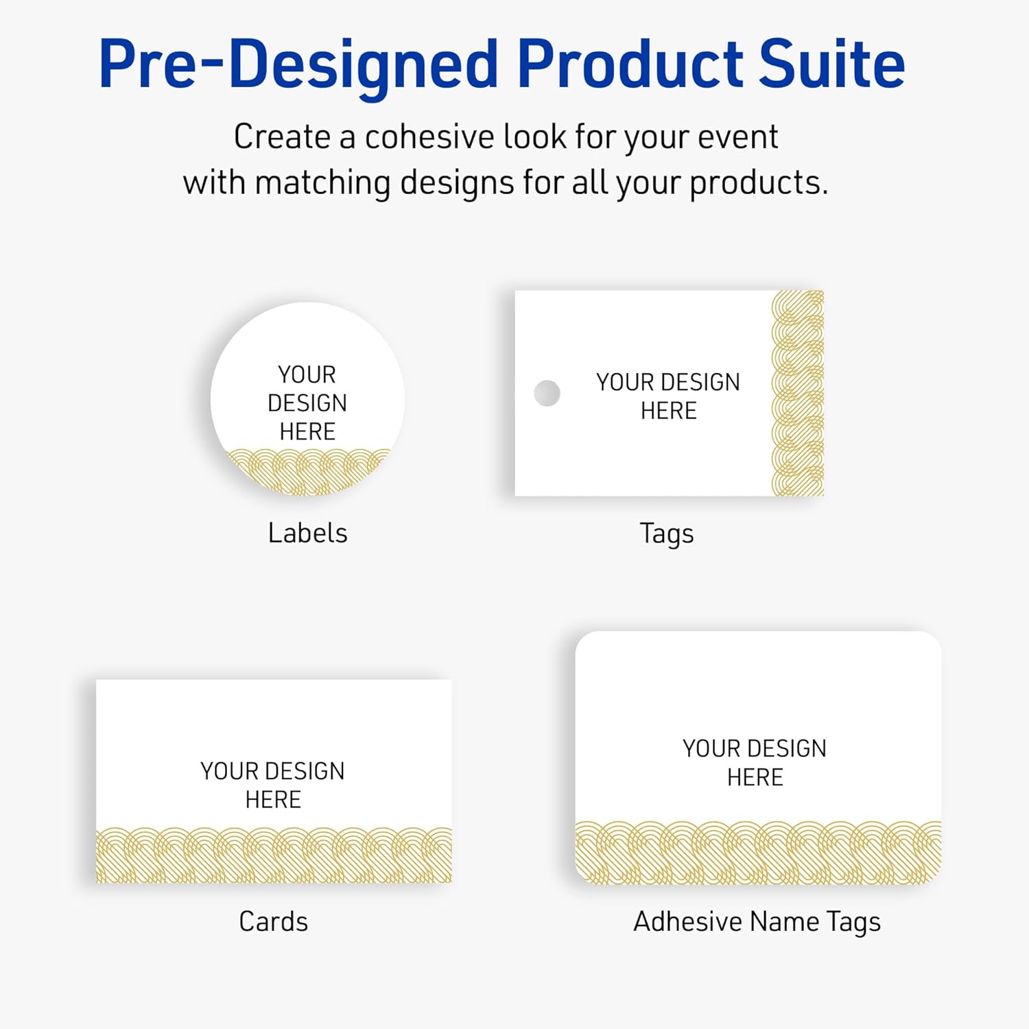 Avery Printable Rectangle Address Labels, 1" x 2-5/8", Matte White, Pre-Printed Gold Lace Trim Design, Sure Feed Technology, Laser & Inkjet Compatible, 320 Total