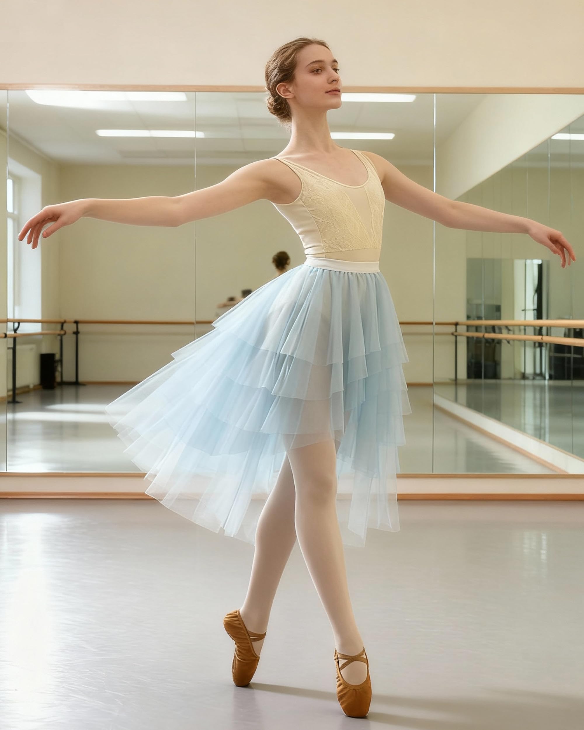 ROYAL SMEELA Damen Tüll Rock Für Ballett,Unregelmäßig Geschichteter Ballett Tüllrock Für Erwachsene,Ballettrock mit Elastischem Bund