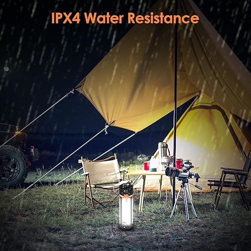 Miniatura 6 de Linterna de camping recargable, linternas LED para cortes de energía, 5 modos de linterna brillante portátil para acampar al aire libre, senderismo,