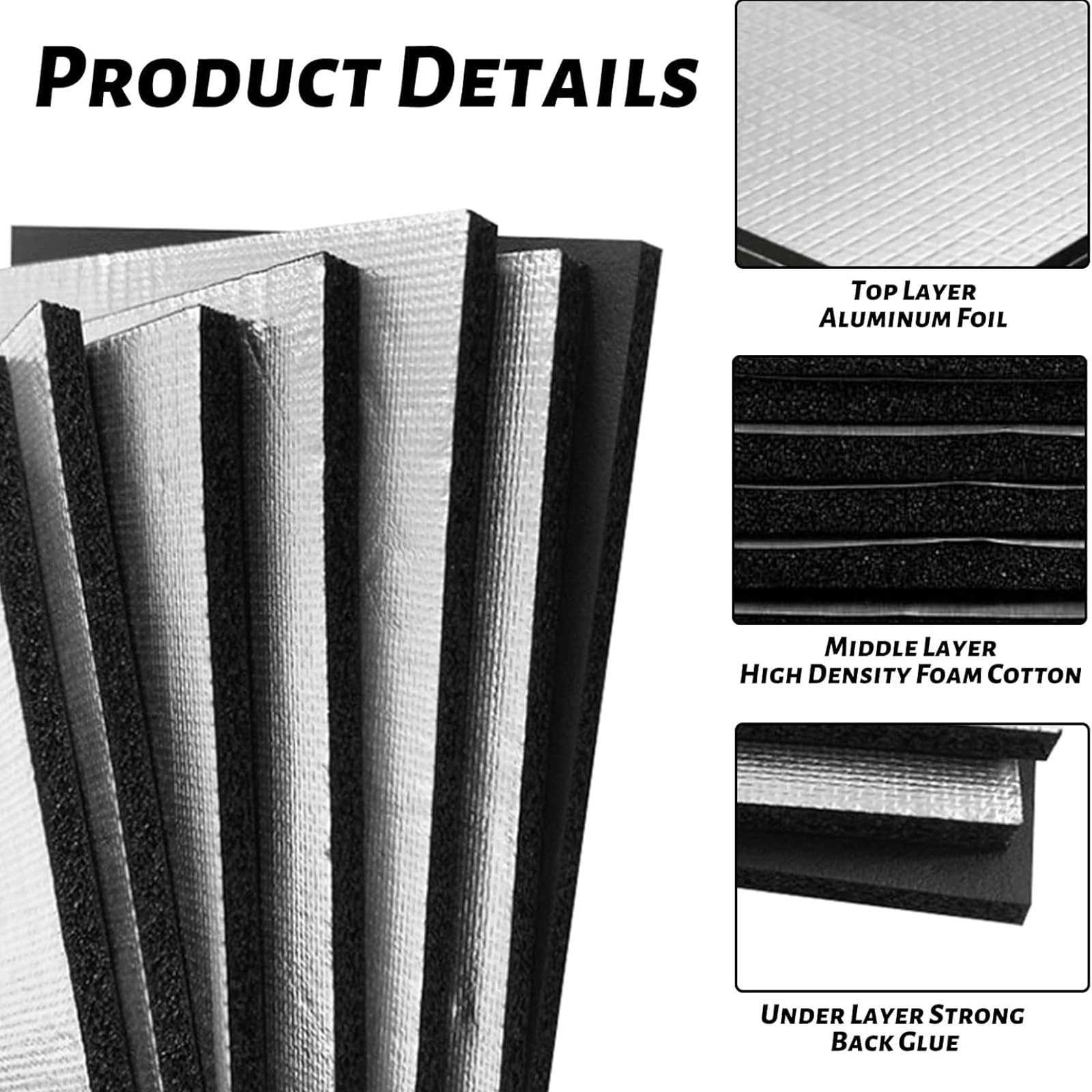 15 Pezzi Pannello Isolante Termico Insonorizzazione Auto 250x180x5mm Isolante Termico Adesivo per Isolamento Acustico, Ignifugo, Impermeabile